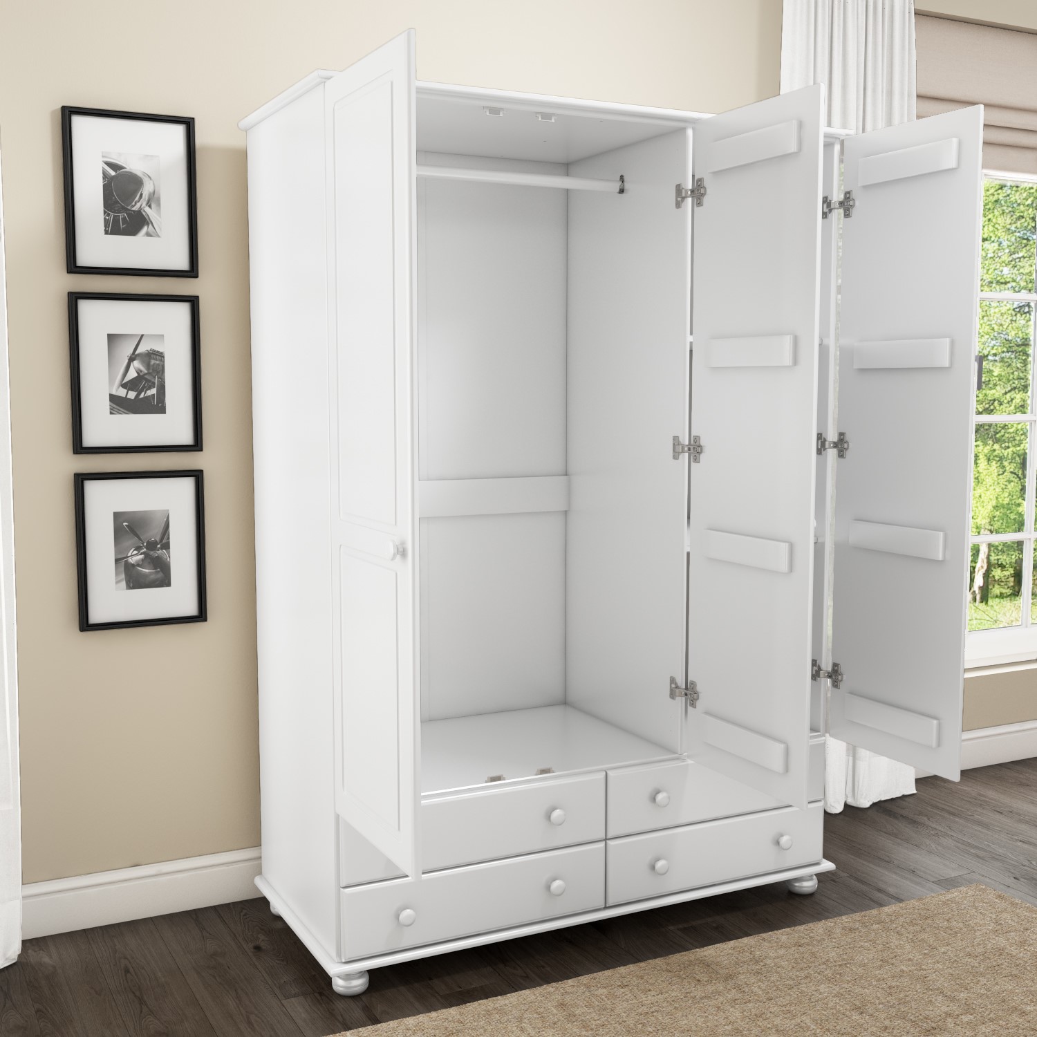 Read more about White painted pine 3 door triple wardrobe with drawers hamilton